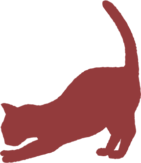 伸びをしている猫のシルエット